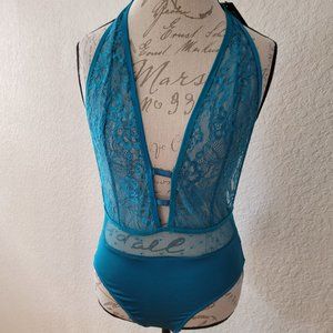 NEW Satin Lace Plunge Teddy Lingerie